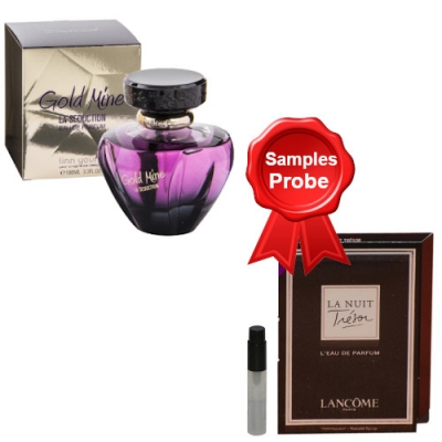 Linn Young Gold Mine La Seduction 100 ml + Perfume Sample Spray Lancome Tresor La Nuit